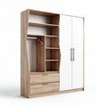Kast van spaanplaat met witte deuren en open planken 150 x 60 x 200cm