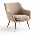 Lichtbruine fauteuil van stof met houten poten 75 x 75 x 85cm
