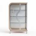 Glazen vitrine kast met schuifdeuren in hout en aluminium 80 x 40 x 120cm