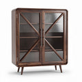 Houten vitrinekast met glazen deuren en eigentijds design 90 x 45 x 120cm