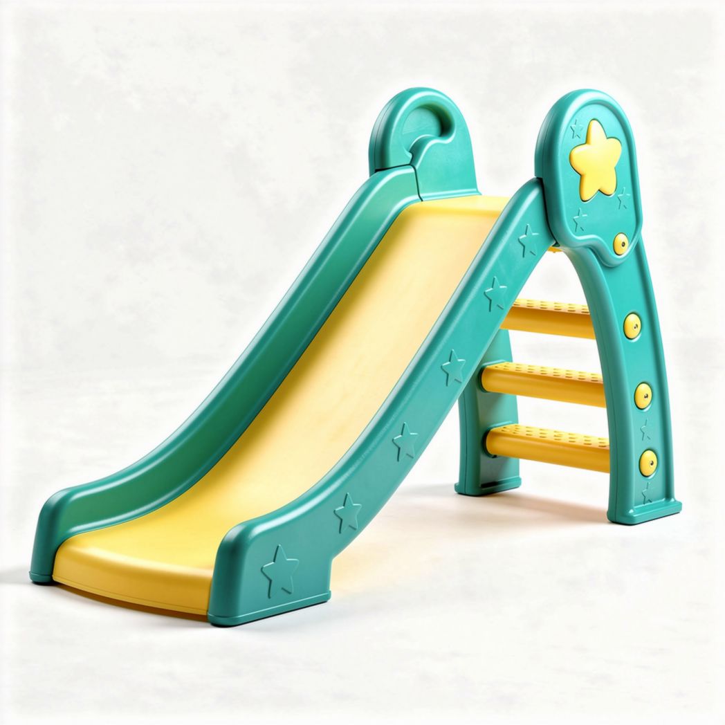 Glijbaan voor kinderen met ladder en sterontwerp 100 x 40 x 70cm groen geel