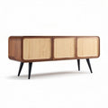 Houten dressoir met ribbeldeuren en zwarte poten 120 x 40 x 70cm